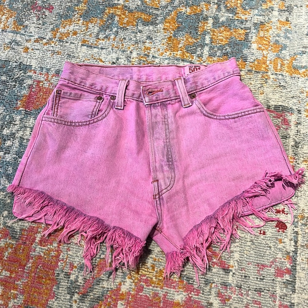 Levi’s 501 pink washed denim shorts